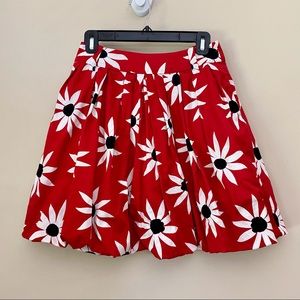 MNG SUIT By MANGO Red Pleated Floral Mini Skirt Women’s 2/XS